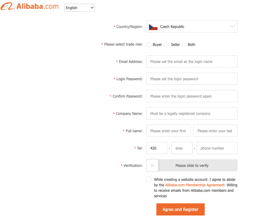 alibaba.com registrace