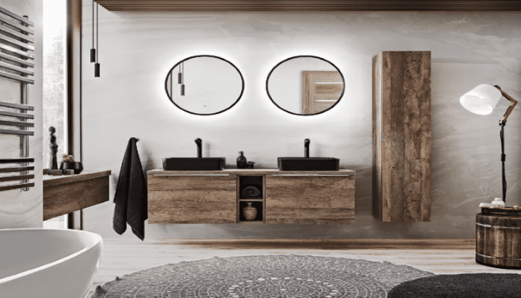 Moderní koupelna se dřevem